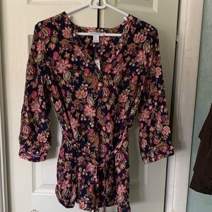 Motherhood Navy and Pink lightweight Floral Blouse